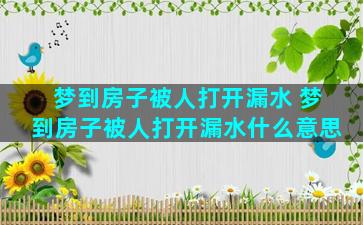 梦到房子被人打开漏水 梦到房子被人打开漏水什么意思